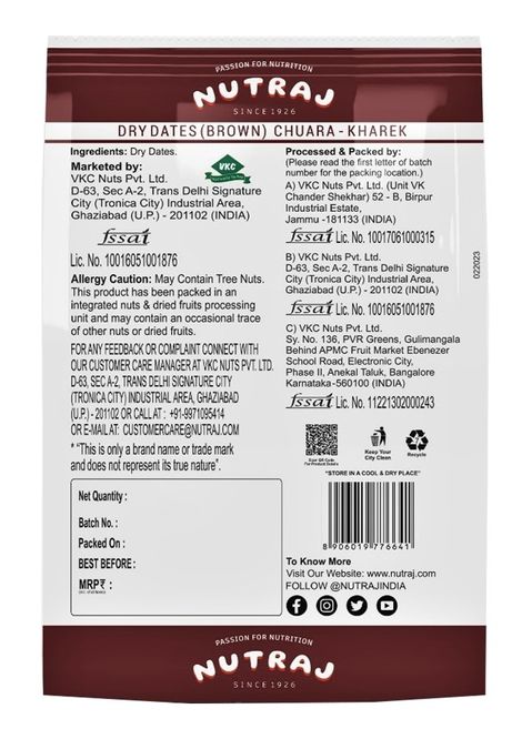 Nutraj Dried Chuara/Kharek Dates (Brown)