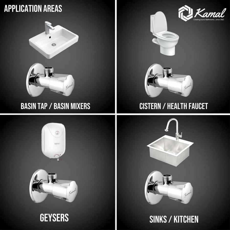 Kamal Angle Valve Contessa Neo | Brass Conventional | For Inlet Connection Of Geysers, Basin Mixers