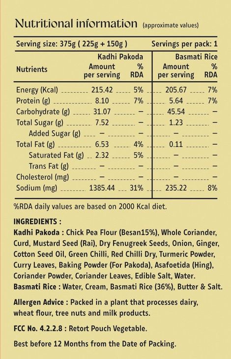 Hocco Kadhi Pakoda Rice Combo