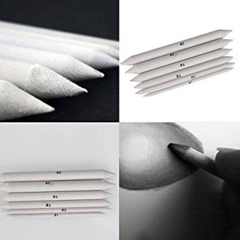 Chrome 6 Pcs Blending Stumps And Tortillions Paper Art Blenders For Student Artist Charcoal Sketch