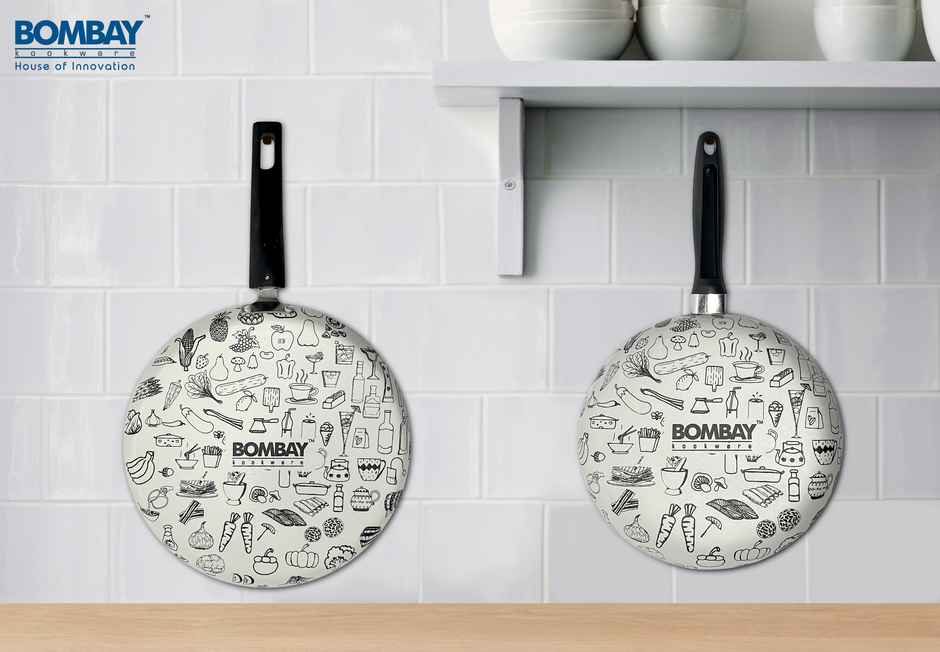 Bombay Kookware Kala Kruti 2Pcs Set- Fry Pan (24 Cm) And Dosa Tawa (27.5 Cm)