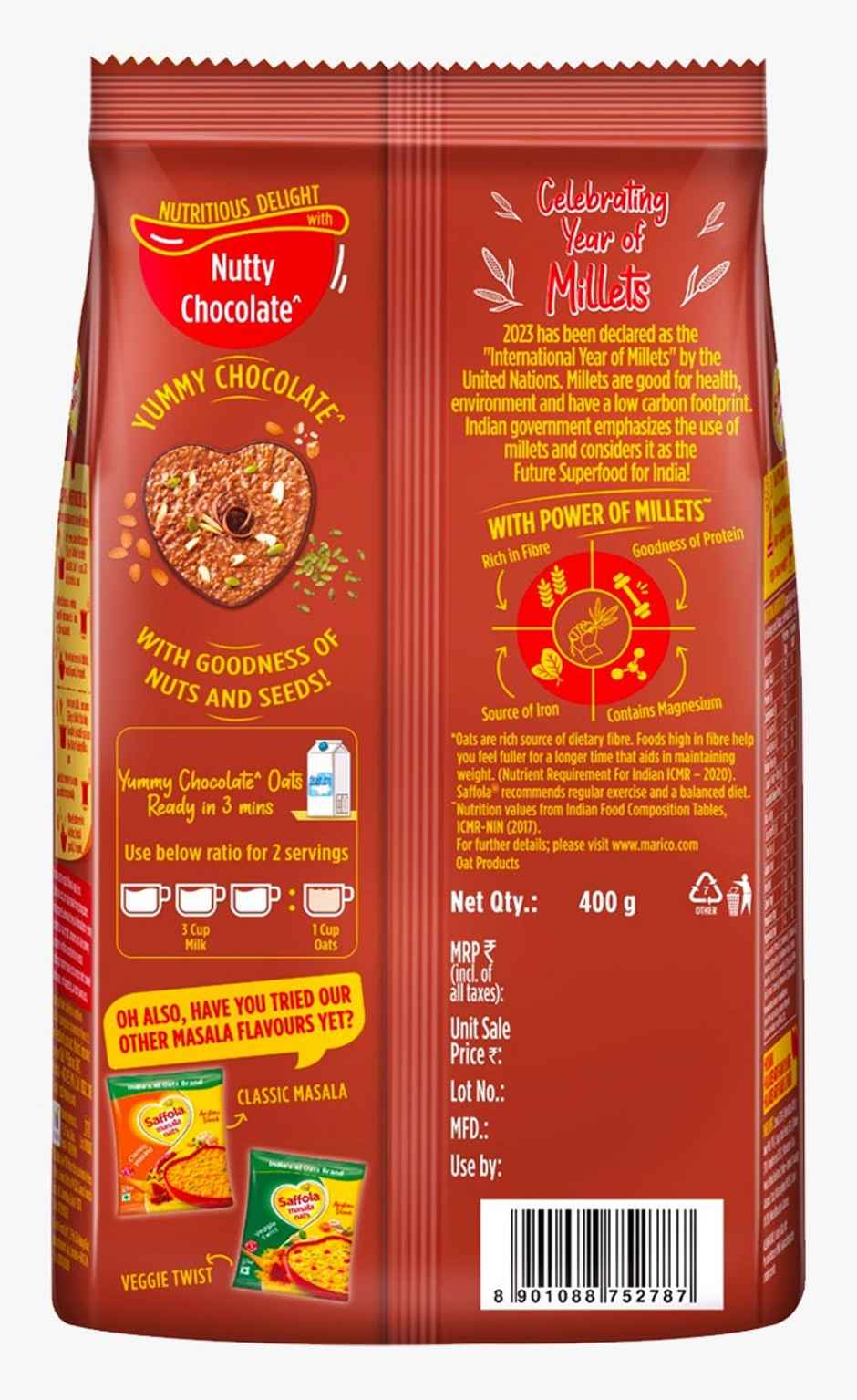 Saffola Oats with Nutty Chocolate, Healthy & Tasty, Anytime Snack