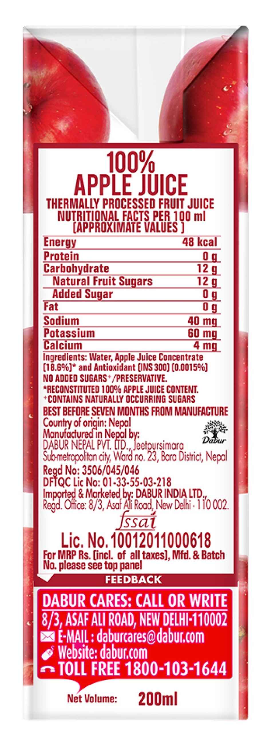 Real Activ 100% Apple Juice With No Added Sugars & Preservative