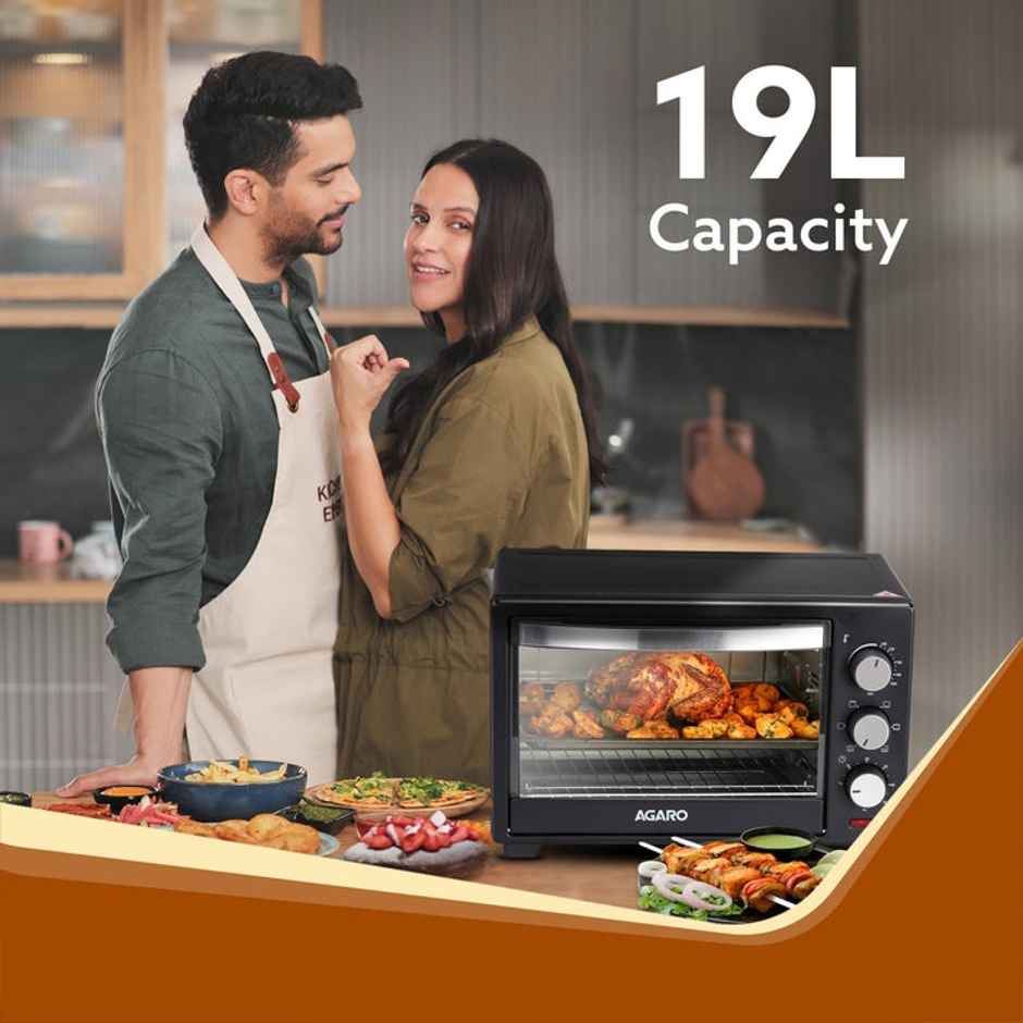 Agaro Marvel 19 Liters Oven Toaster Griller,Motorised Rotisserie 5 Heating Mode,(Black),1280 Watts