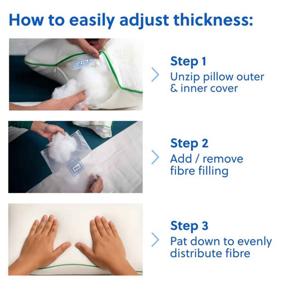 Flo Aloe Vera Gel Infused Fiber Pillow With Adjustable Thickness 27 x 17 inch - White