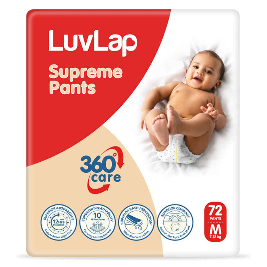 LuvLap Supreme Pant Style Diaper | M | 72 pcs