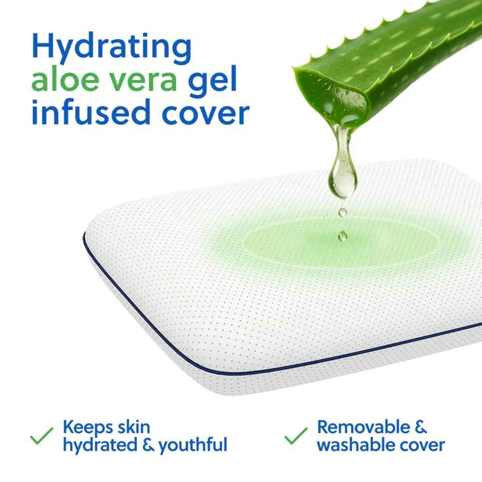 Flo Aloe Vera Gel Infused Memory Foam Pillow With Adjustable Neck Pain Relief | 27 x 17 inch) White