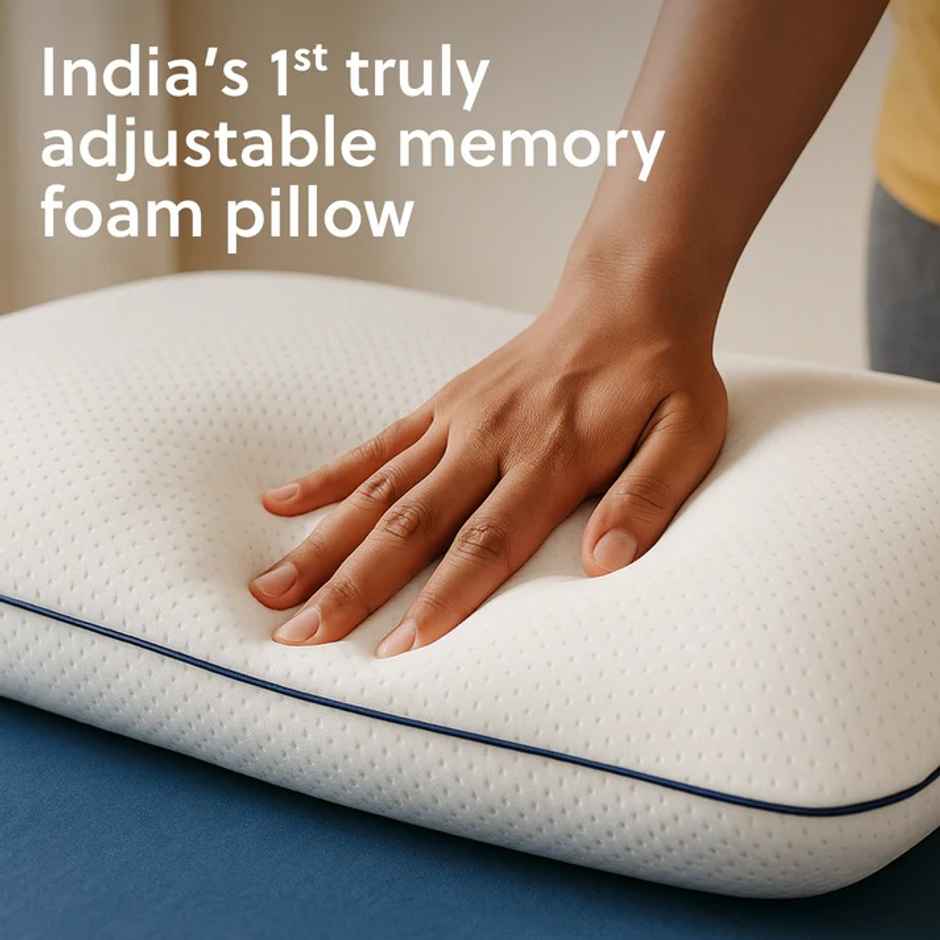 Flo Aloe Vera Gel Infused Memory Foam Pillow With Adjustable Neck Pain Relief | 27 x 17 inch) White