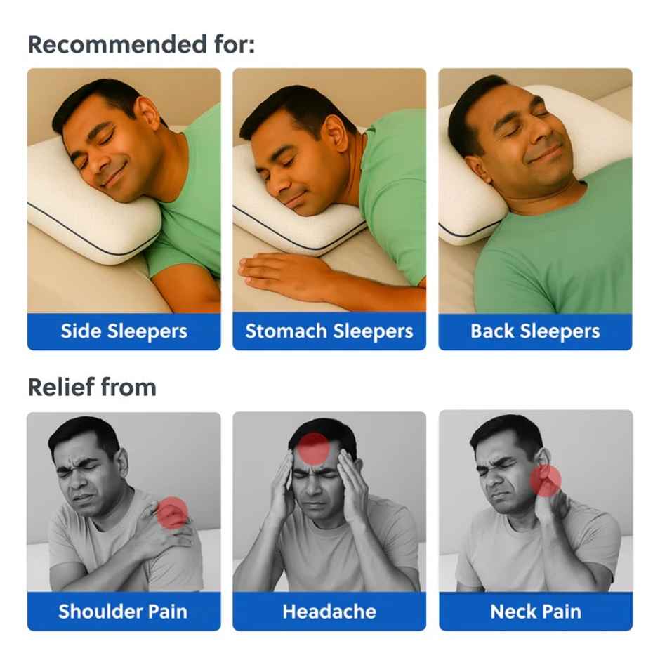 Flo Aloe Vera Gel Infused Memory Foam Pillow With Adjustable Neck Pain Relief | 27 x 17 inch) White