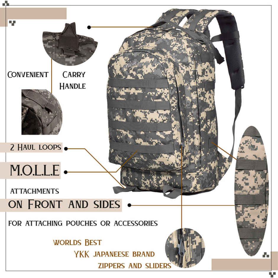 F Gear Unisex Camouflage Polyester 32 L Convenient Carry Handle Backpack | Multicolour