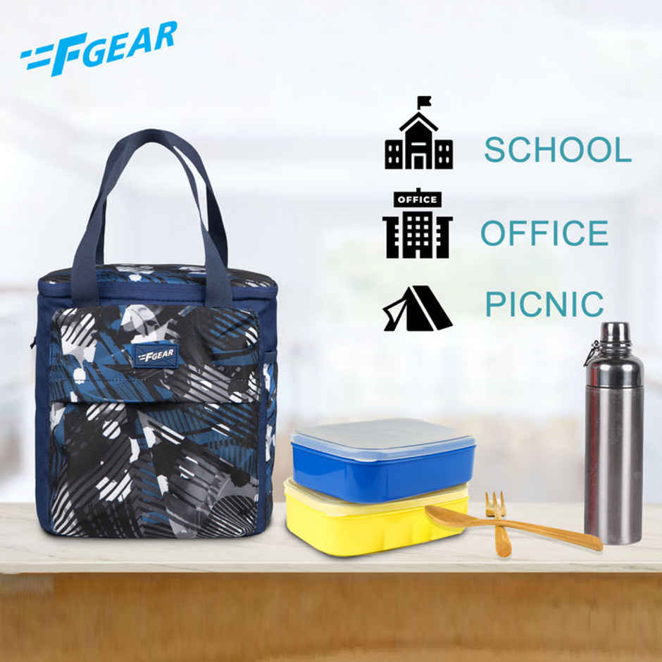 F Gear Hoover | Geometric Blue Black Lunch Bag