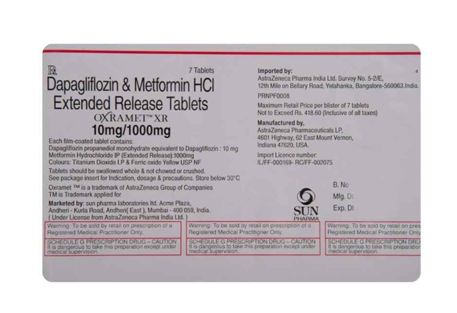 Oxramet XR 10mg/1000mg Tablet