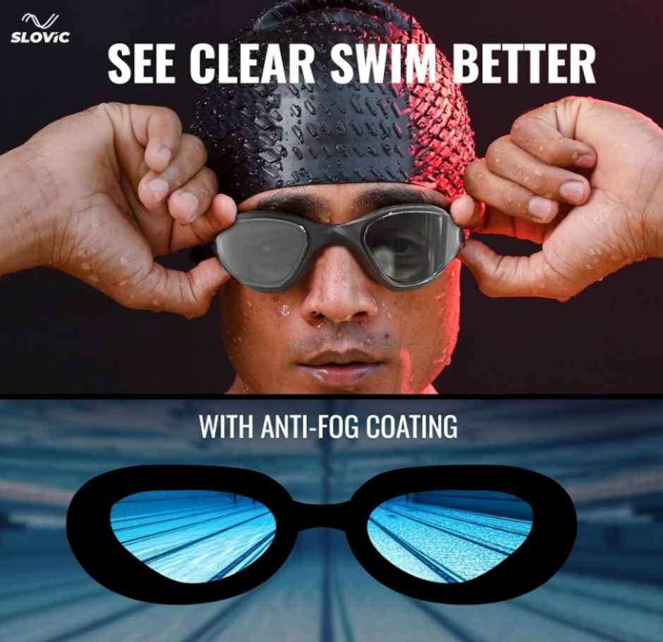 Slovic Swimming Goggles for Adults Anti-Fog & UV Protection - Black