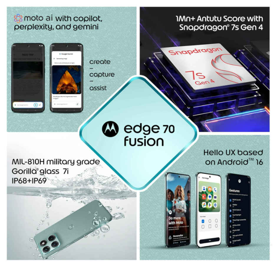 Motorola Edge 70 Fusion | 8 GB RAM | 128 GB Storage | 6.7 inch Display | 5G | Pantone Blue Surf