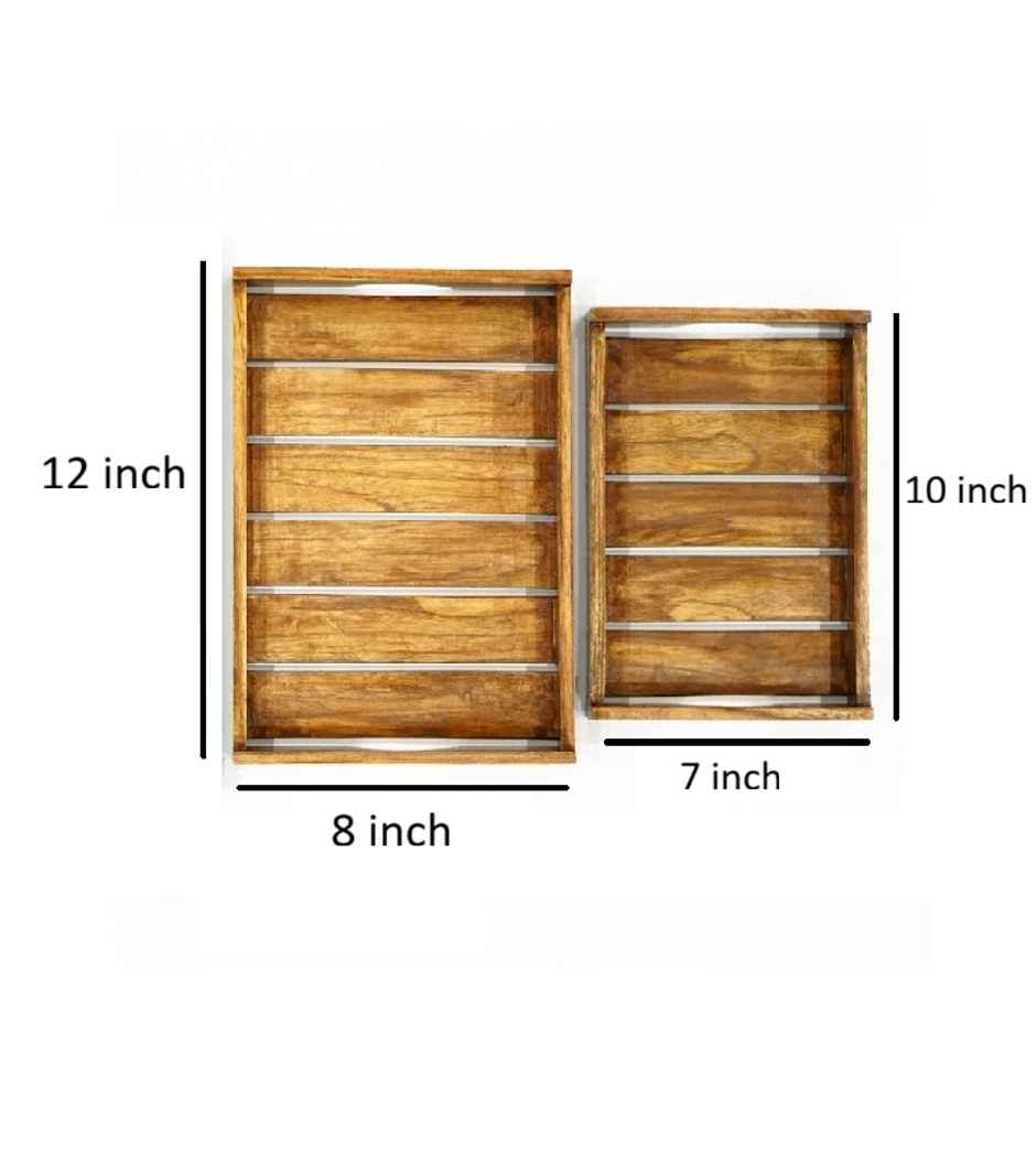 Sanjeev Kapoor By OGGN Promo Slat Rect. Oil Finish Tray - 10 x 7 & 12 x 9 Combo