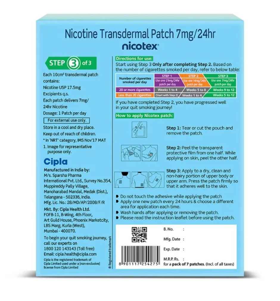 Nicotex 7Mg Nicotine Transdermal Patch