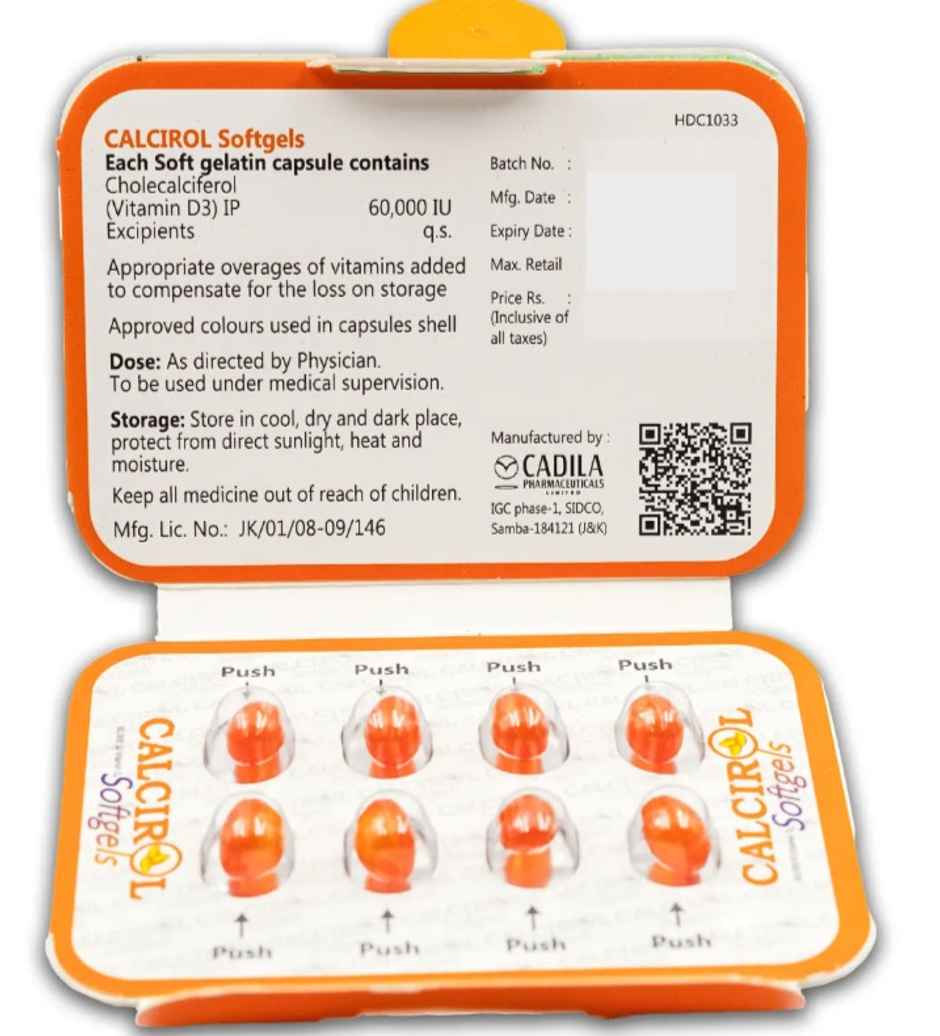 Calcirol 60000IU Vitamin D3 Softgel Capsule