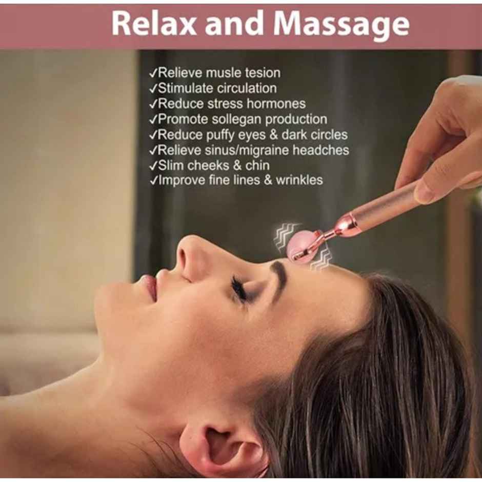 Agaro 3-In-1 Electric Rose Quartz Face Roller Kit