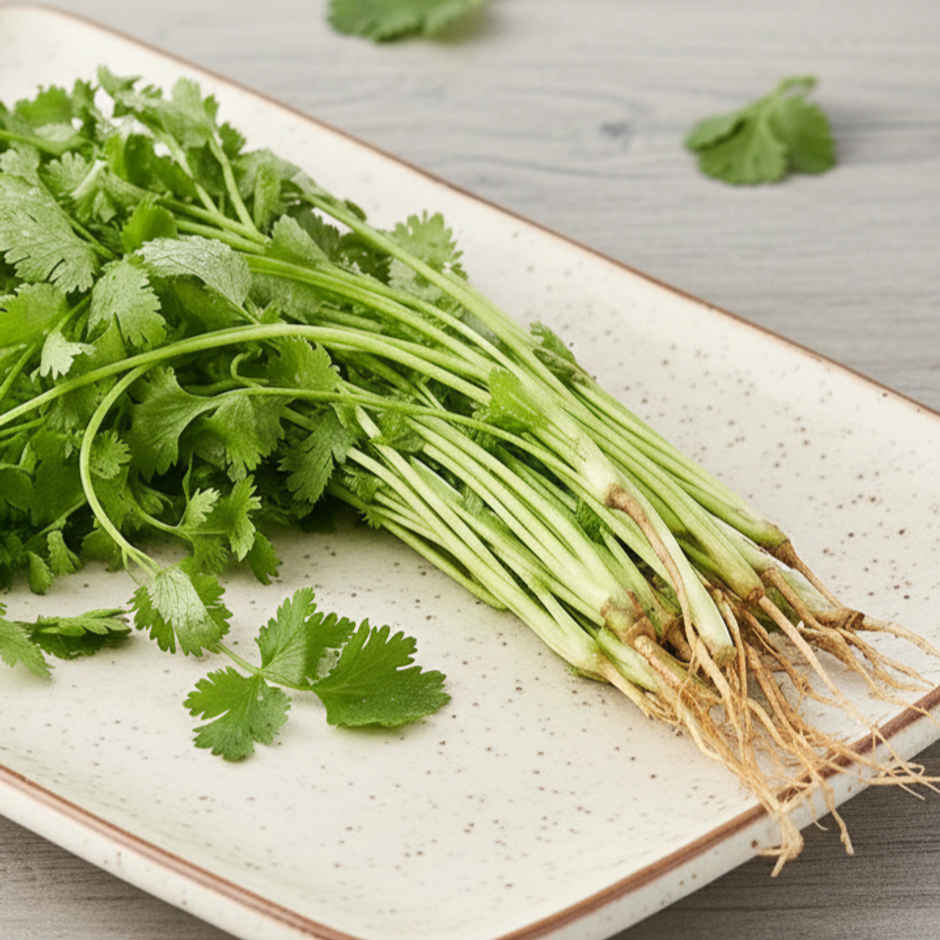 Coriander Leaves (Koththamalli) - Cleaned, with roots Combo