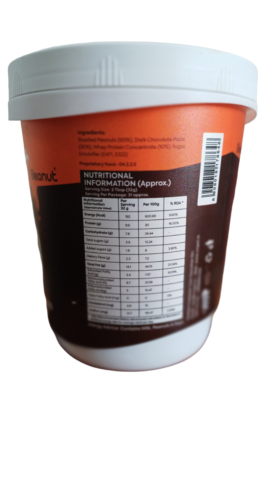 Be.anut High Protein Dark Chocolate Peanut Butter - Crunchy