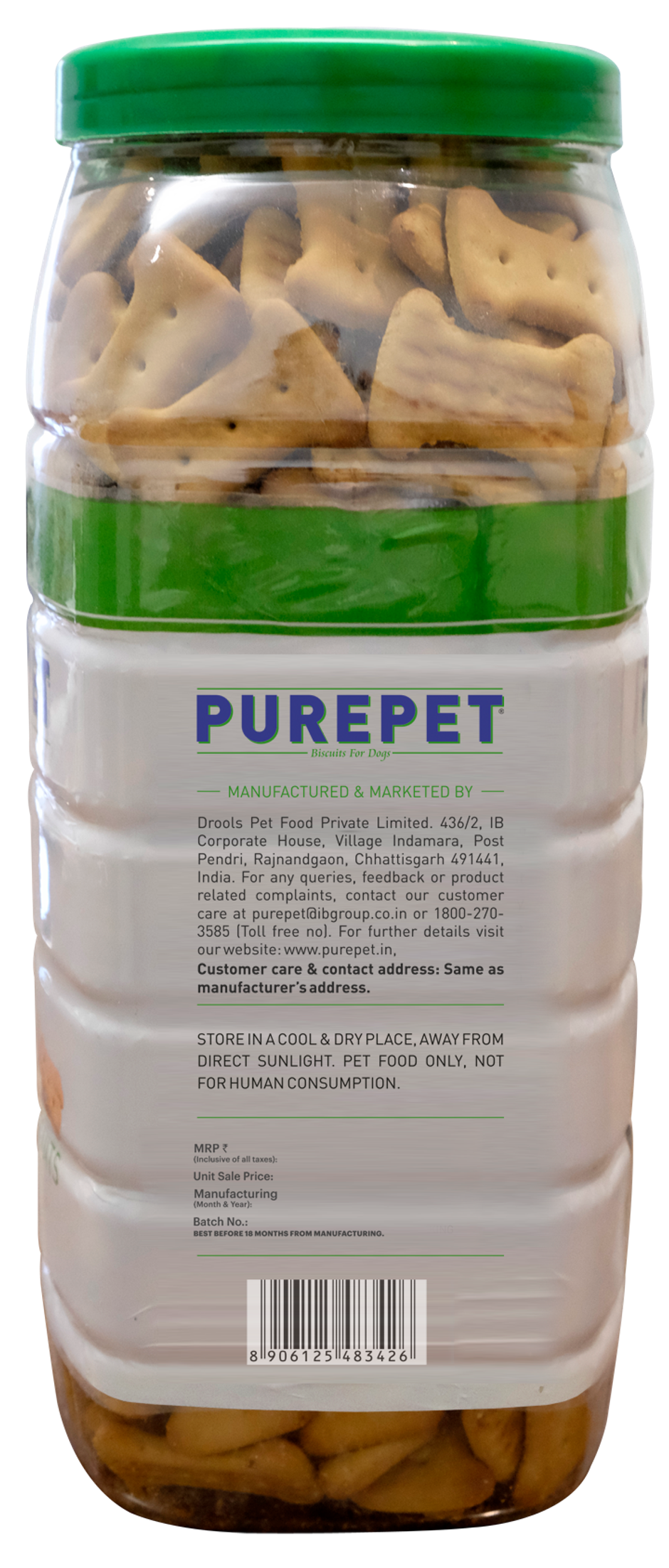 Purepet 100% Vegeterian Dog Biscuit Treats Jar