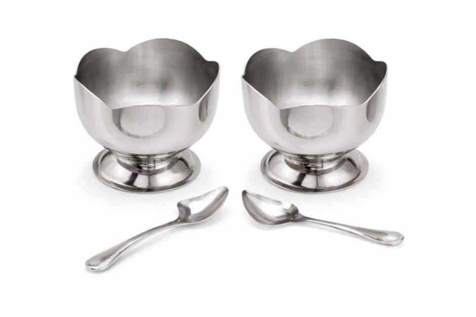 Perpetual Mart Stainless Steel Dessert Cups Flower Shape with Spoon