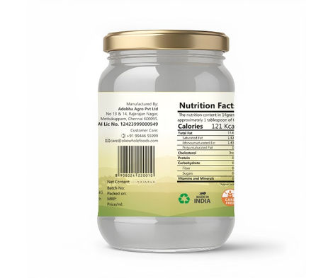 OKO Wholefoods Extra Virgin Coconut Oil | Cold Pressed & Unrefined | Glass Bottle