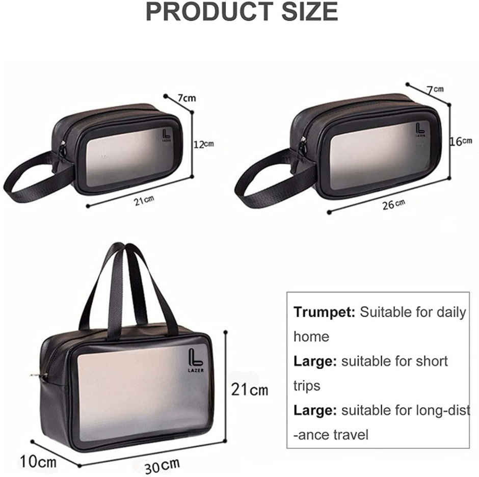 Lazer Makeup Travel Pouch | Cosmetic Bag | Travel kit Pouch for Toiletries | Black