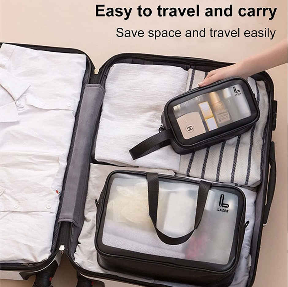 Lazer Makeup Travel Pouch | Cosmetic Bag | Travel kit Pouch for Toiletries | Black