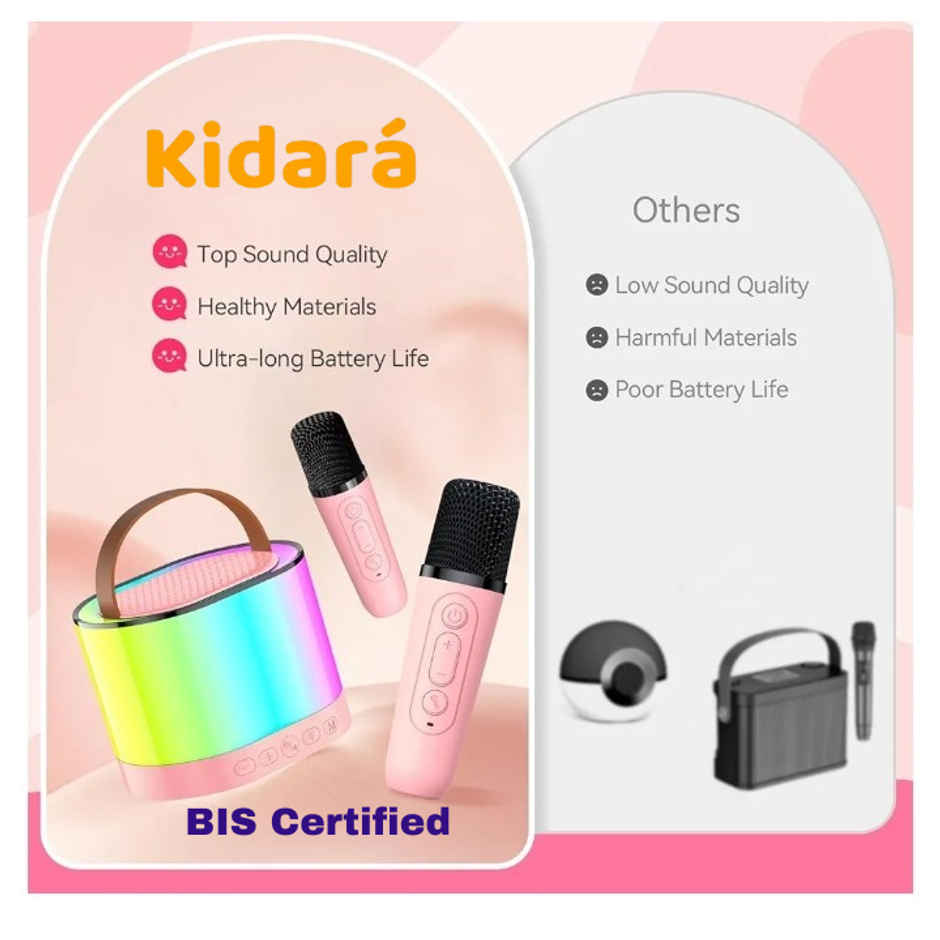 Kidara Glow Tune Karaoke Speaker With 2 Mics | Lights Bluetooth | Gift For Kids 3+ | Multicolor