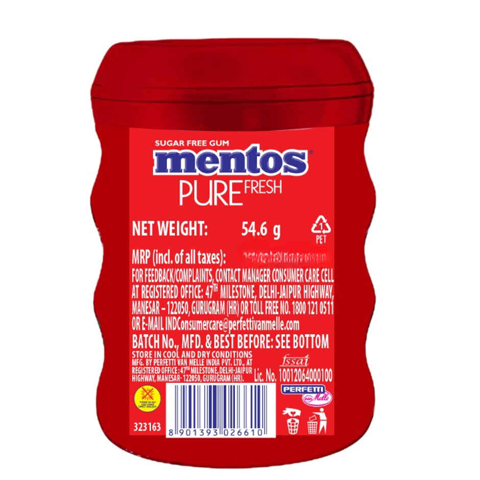 Mentos Pure Fresh Sugarfree Strawberry Chewing Gum Bottle