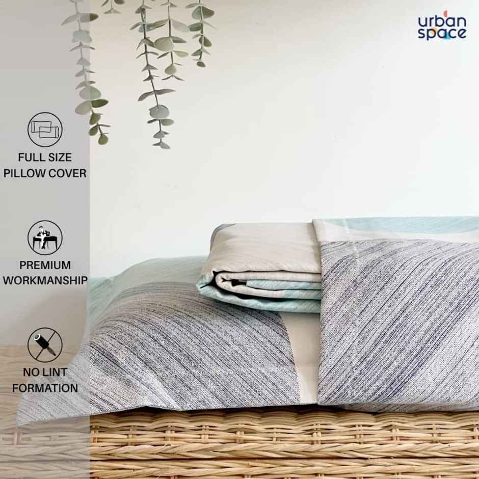 Urban Space 200 TC 100% Cotton Double Bedsheet with 2 Pillow Covers - Oval Blue