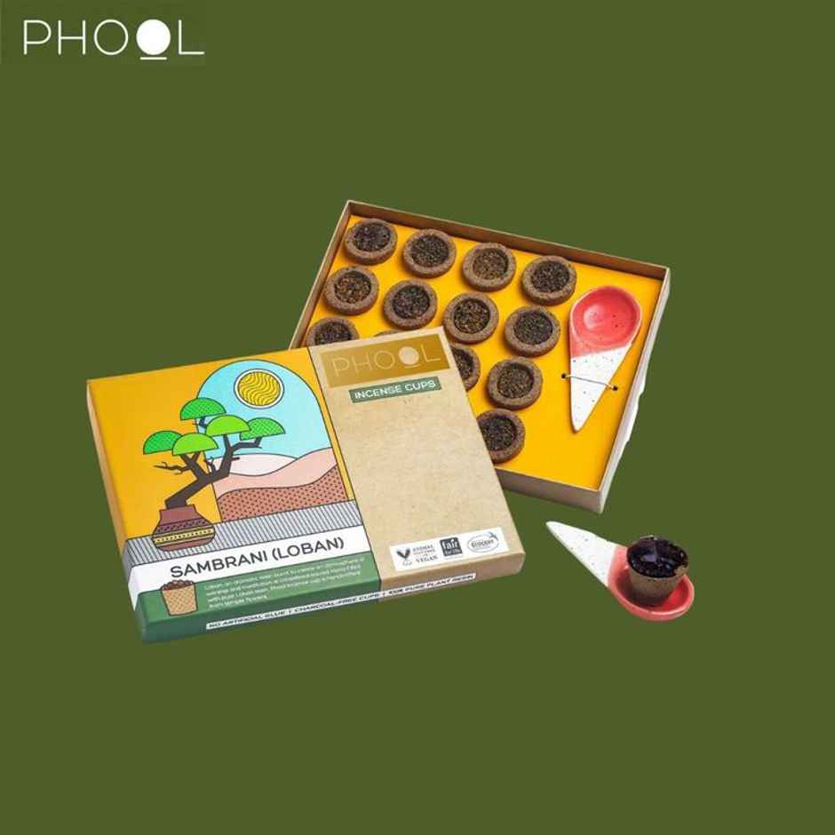 Sambrani Havan Cups | 100% Natural Certified Loban Dhoop Cups | 16 pcs | Phool