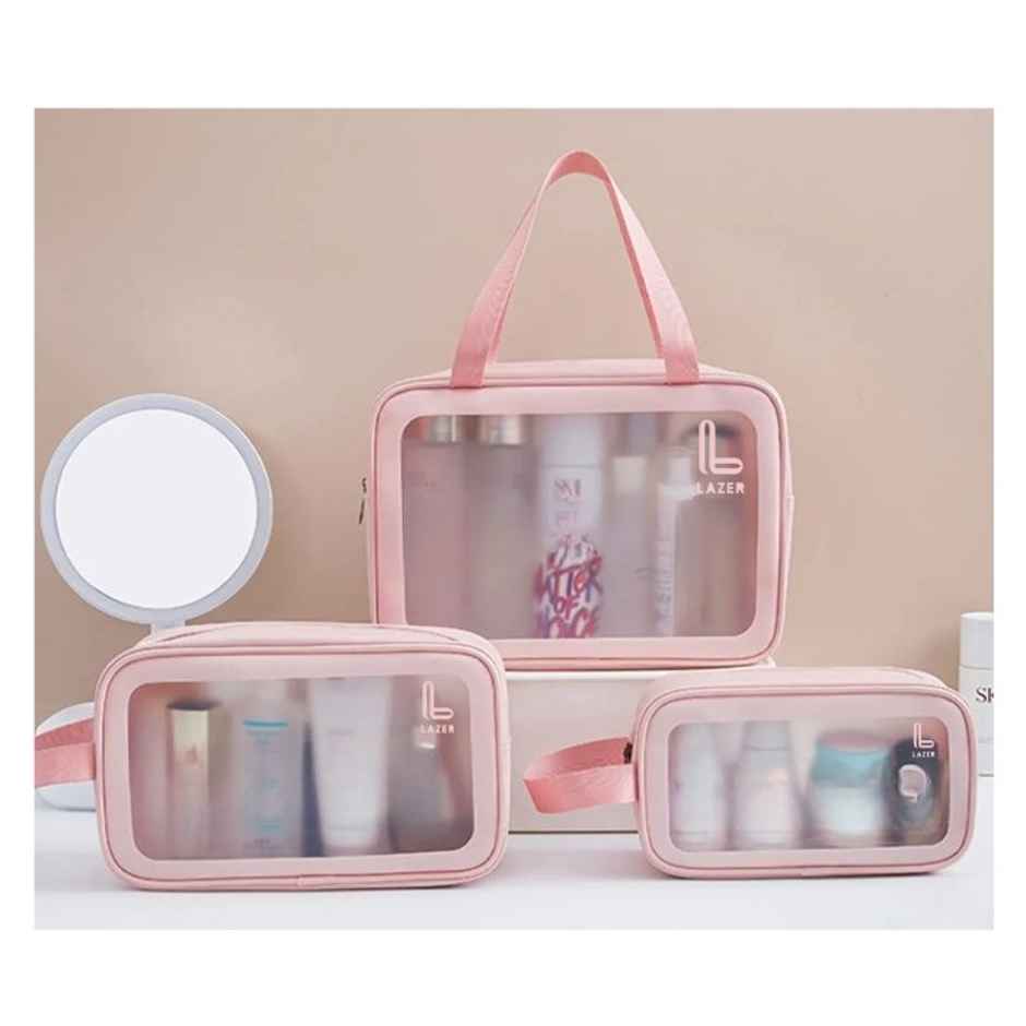Lazer Makeup Travel Pouch | Cosmetic Bag | Travel kit Pouch for Toiletries | Pink