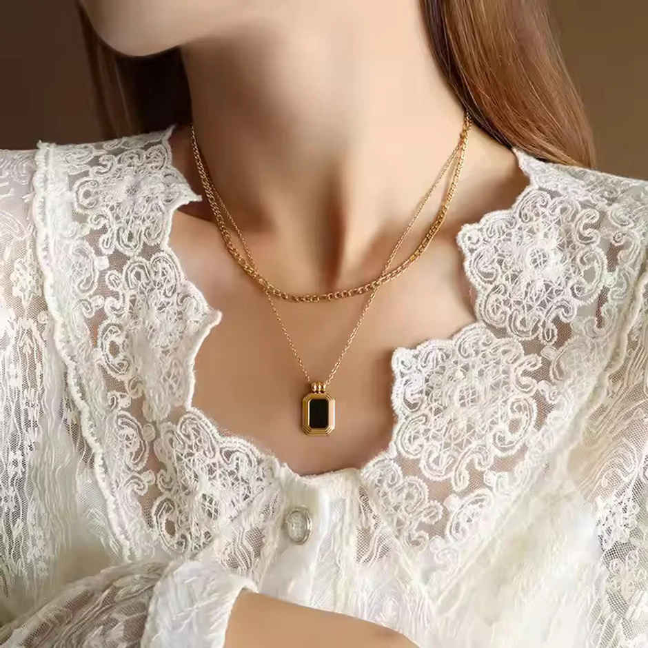 ZAISHA 18K Gold Plated Black Onyx Multilayer Necklace | Birthday | Anniversary | Valentines gift