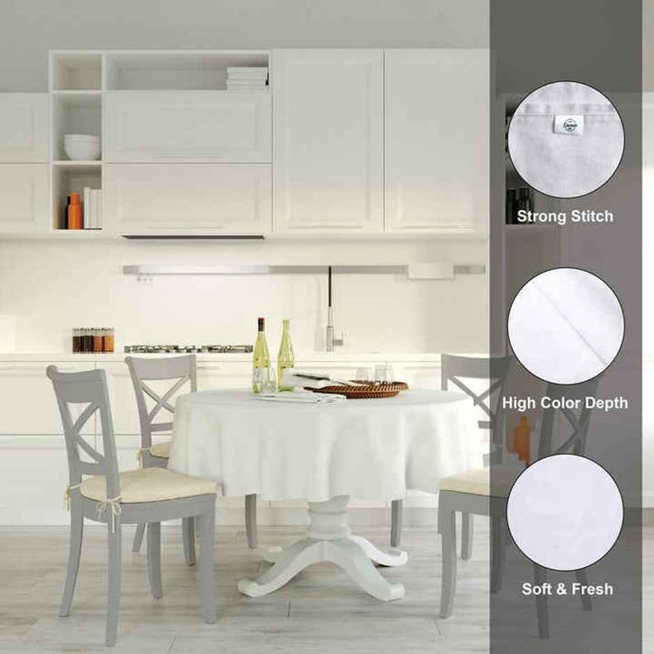 Encasa Xo Polyester Table Cloth White 140X180 Cm, Pack Of 1