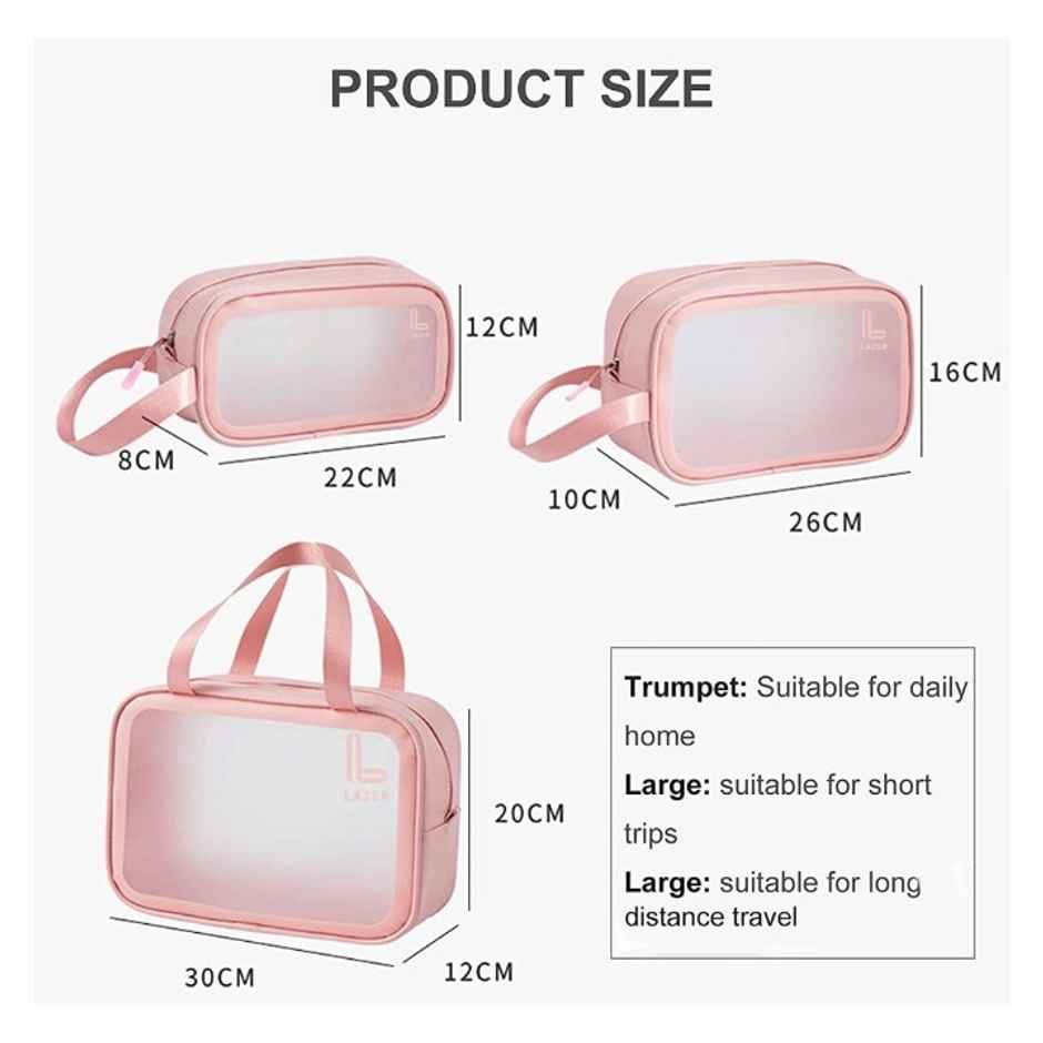 Lazer Makeup Travel Pouch | Cosmetic Bag | Travel kit Pouch for Toiletries | Pink