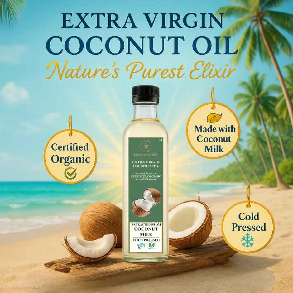 Earthen Story Organic Extra Virgin Coconut Cold Pressed Oil (Nariyal Oil)