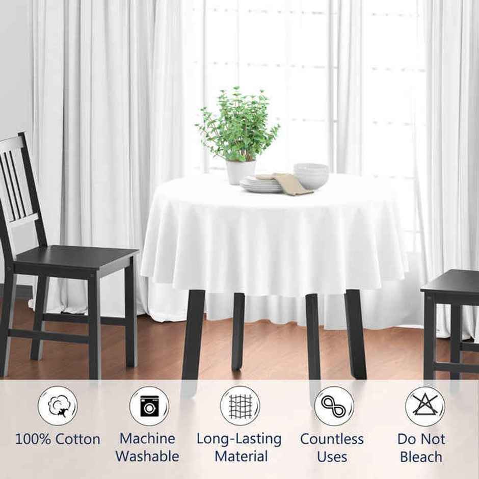 Encasa Xo Polyester Table Cloth White 140X180 Cm, Pack Of 1