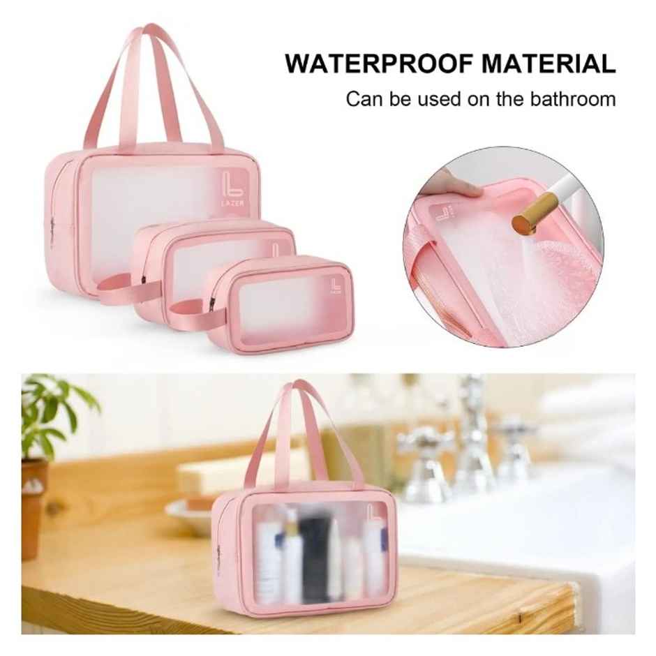 Lazer Makeup Travel Pouch | Cosmetic Bag | Travel kit Pouch for Toiletries | Pink