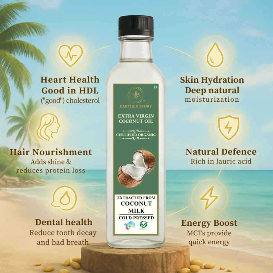 Earthen Story Organic Extra Virgin Coconut Cold Pressed Oil (Nariyal Oil)