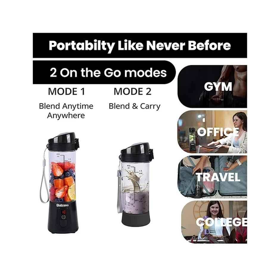 Balzano Portable Blender | Blender For Smoothie And Juices | Black