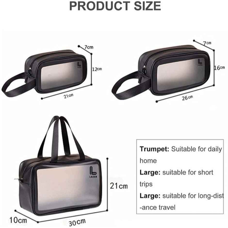 Lazer Makeup Travel Pouch | Cosmetic Bag | Travel kit Pouch for Toiletries | Black