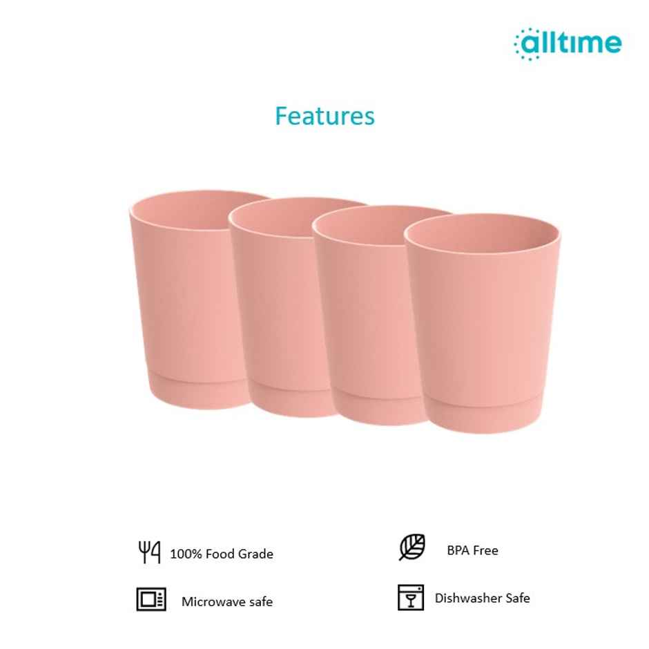 All Time Picnic Reusable Glass Set Of 4 For Party, Gettogether, (500 ml X 4) (Colour May Vary)