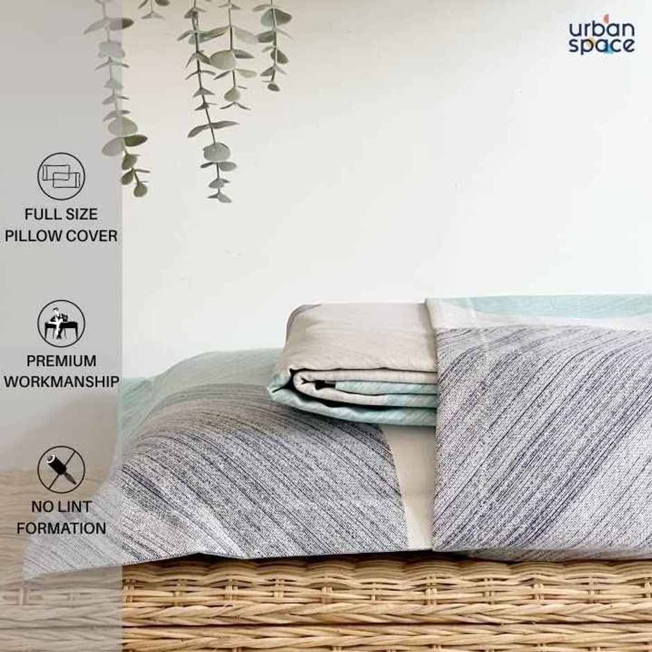 Urban Space 200 TC 100% Cotton Single Bedsheet with 1 Pillow Cover - Oval Blue