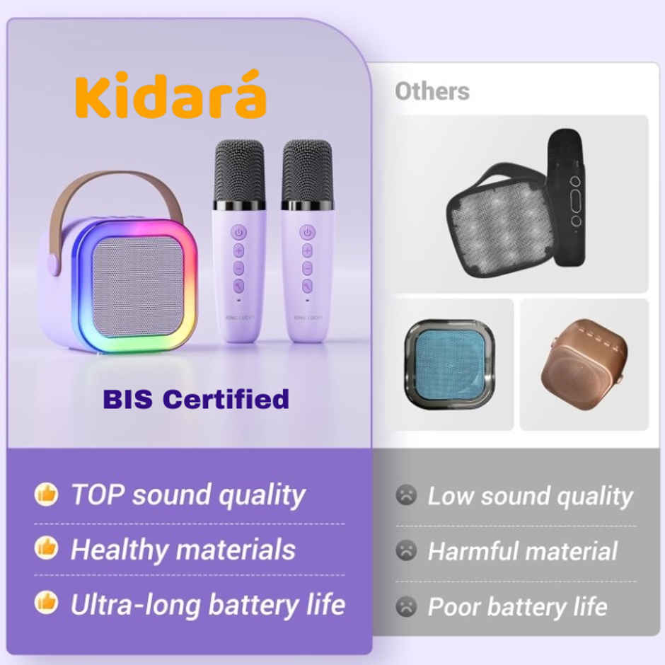 Kidara Karaoke Bluetooth Speaker with Mics (Multicolour)