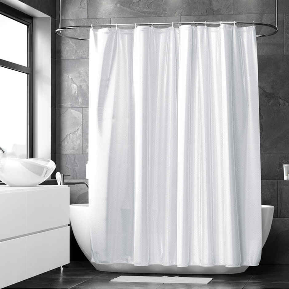 Encasa Xo Polyester Shower Curtain Zz White 183X213 Cm, Pack Of 1