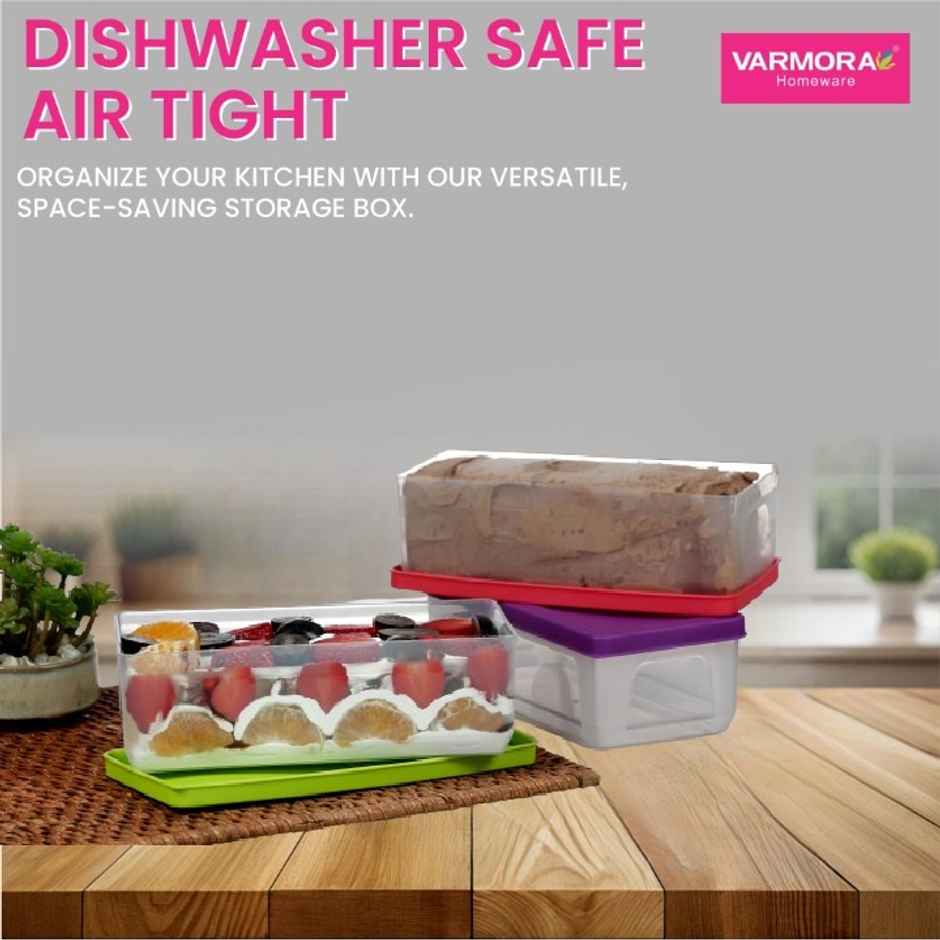 Varmora Multi Utility Plastic Storage Boxes - Set of 3 (Colour May Vary)