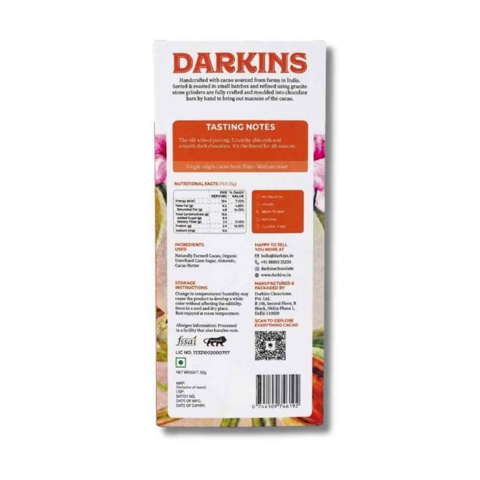 Darkins Indian Artisanal 70% Dark Roasted Almonds Chocolate