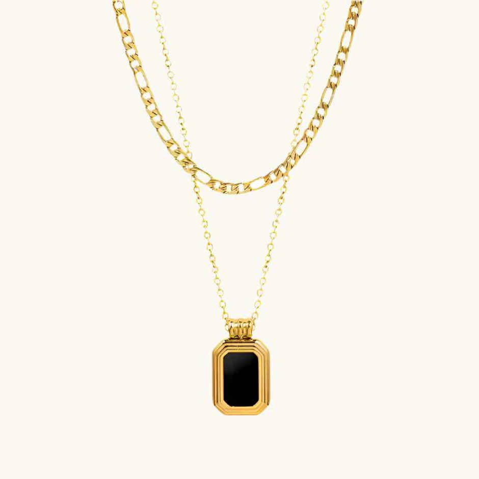 ZAISHA 18K Gold Plated Black Onyx Multilayer Necklace | Birthday | Anniversary | Valentines gift